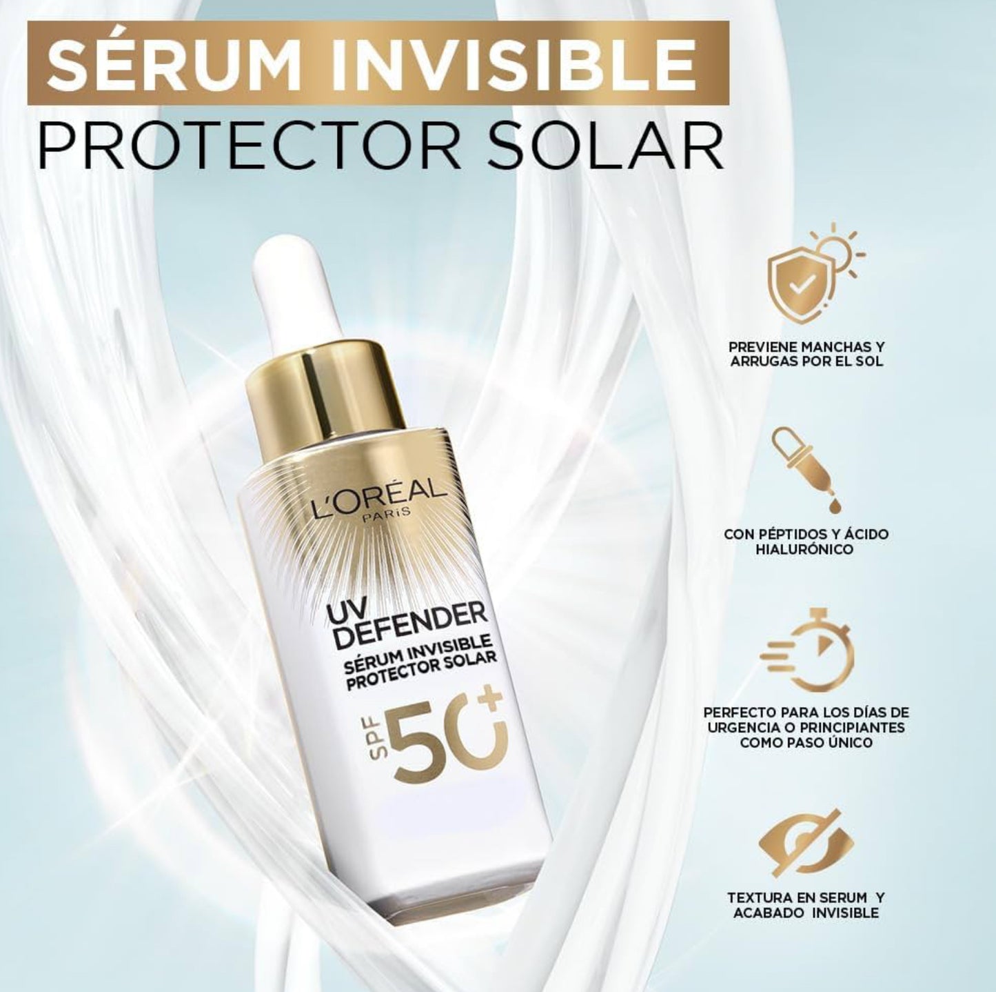 L'Oréal Paris Sérum Protector Solar Invisible FPS 50+ anti-manchas y lineas de expresión
