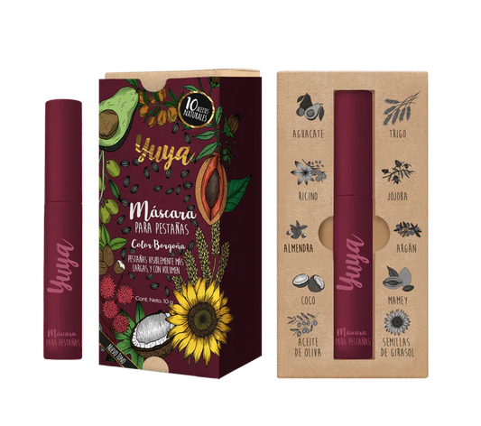 Máscara para pestañas 10 aceites naturales (Color borgoña)